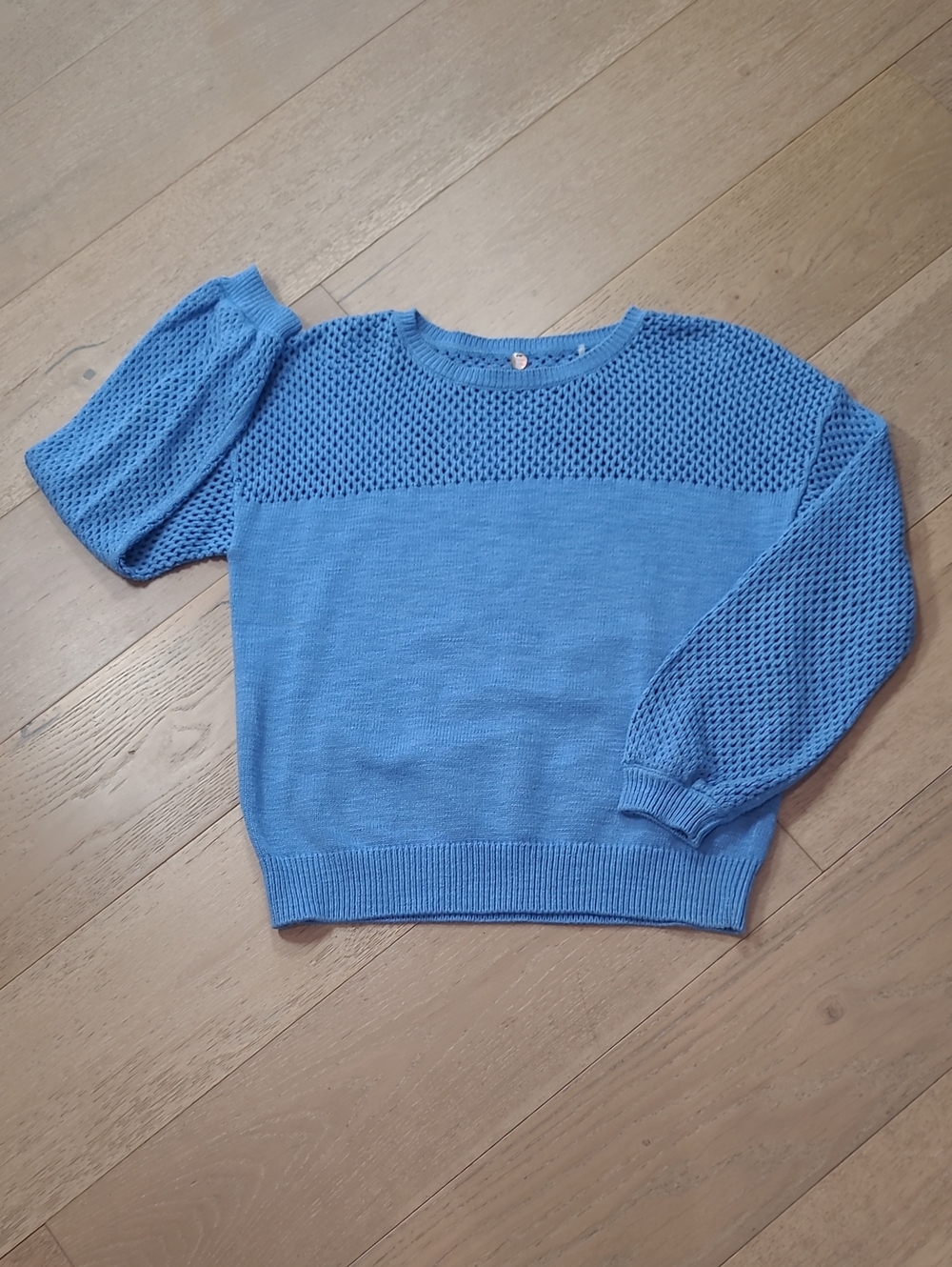 Margaret O'Leary Sweater Women's sz M Blue Linen Blend Knit Sweater